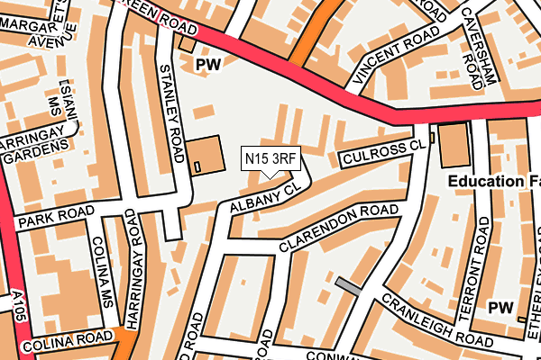 N15 3RF map - OS OpenMap – Local (Ordnance Survey)