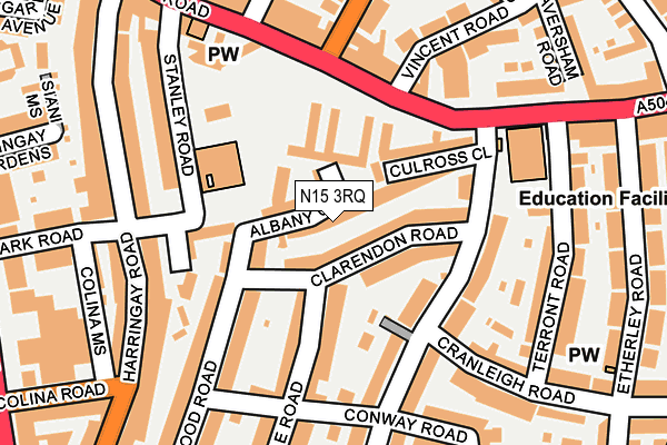 N15 3RQ map - OS OpenMap – Local (Ordnance Survey)