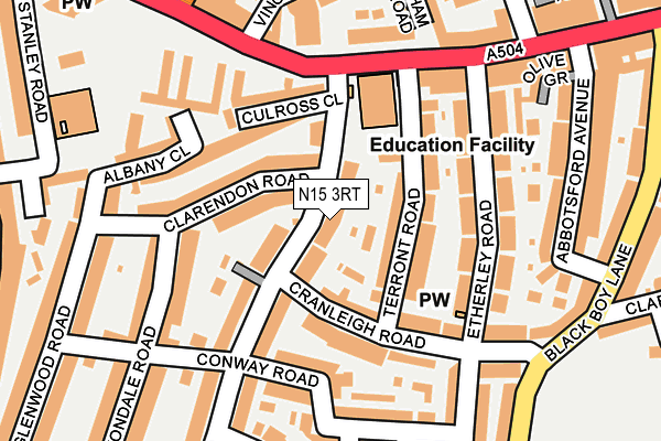 N15 3RT map - OS OpenMap – Local (Ordnance Survey)