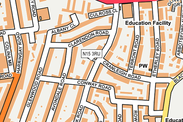N15 3RU map - OS OpenMap – Local (Ordnance Survey)