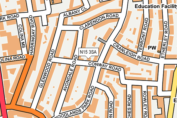 N15 3SA map - OS OpenMap – Local (Ordnance Survey)