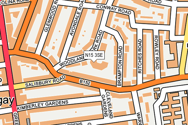 N15 3SE map - OS OpenMap – Local (Ordnance Survey)