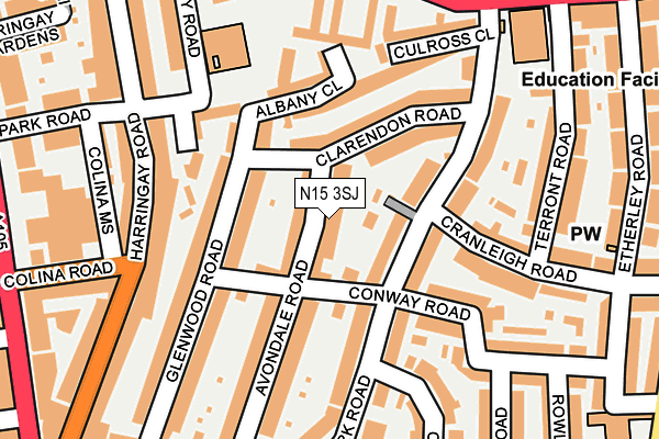 N15 3SJ map - OS OpenMap – Local (Ordnance Survey)