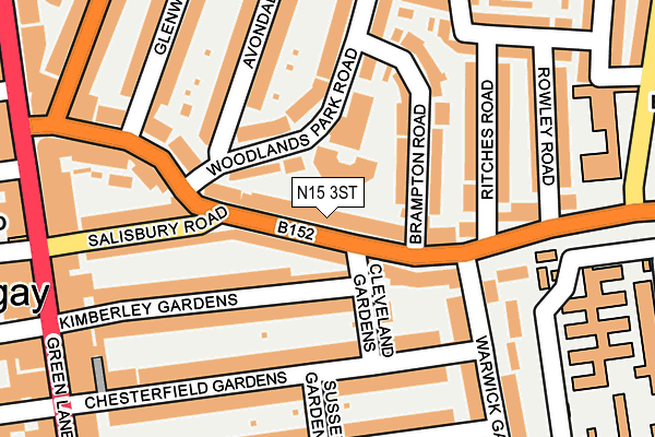 N15 3ST map - OS OpenMap – Local (Ordnance Survey)