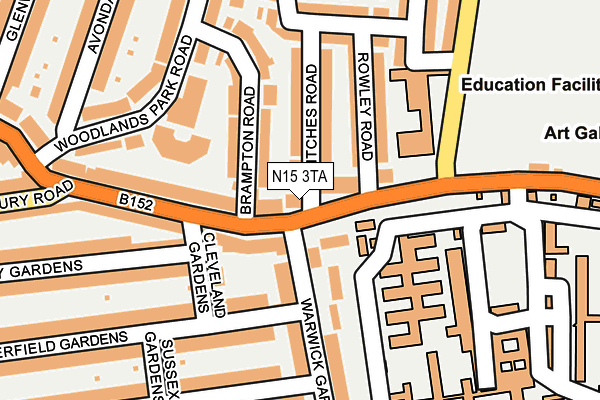 N15 3TA map - OS OpenMap – Local (Ordnance Survey)