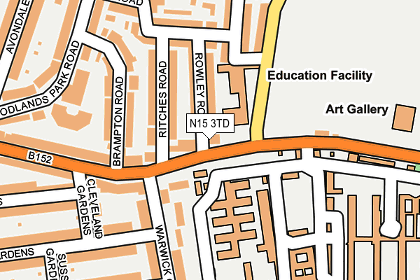 N15 3TD map - OS OpenMap – Local (Ordnance Survey)