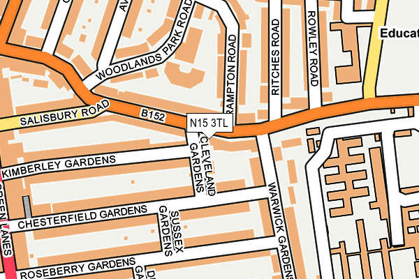 N15 3TL map - OS OpenMap – Local (Ordnance Survey)