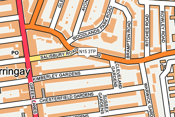 N15 3TP map - OS OpenMap – Local (Ordnance Survey)