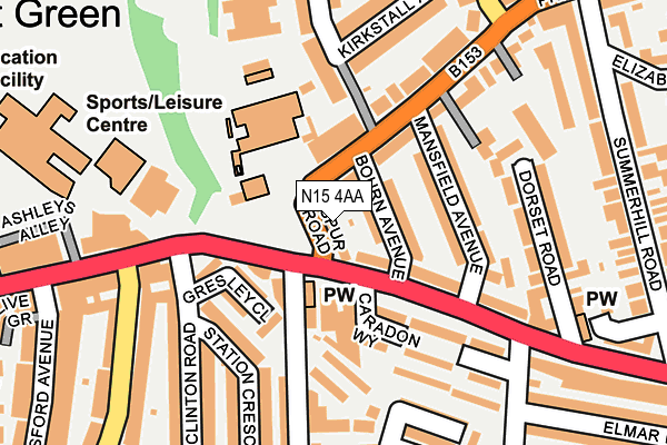 N15 4AA map - OS OpenMap – Local (Ordnance Survey)