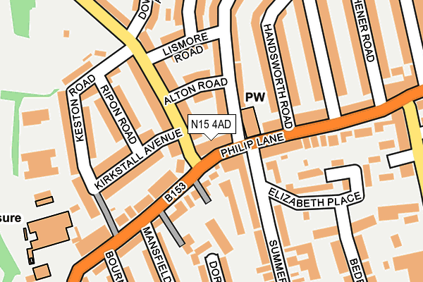 N15 4AD map - OS OpenMap – Local (Ordnance Survey)