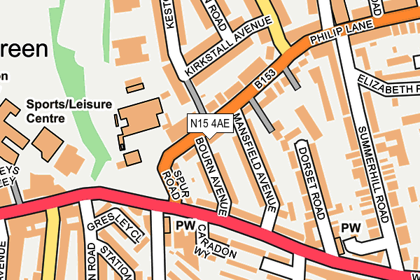 N15 4AE map - OS OpenMap – Local (Ordnance Survey)