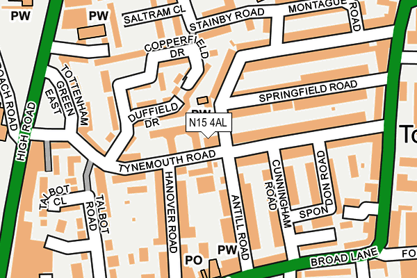 N15 4AL map - OS OpenMap – Local (Ordnance Survey)