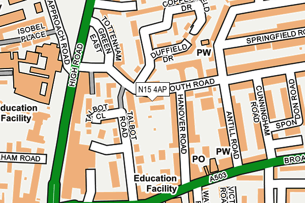 N15 4AP map - OS OpenMap – Local (Ordnance Survey)