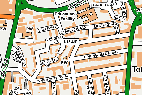 N15 4AR map - OS OpenMap – Local (Ordnance Survey)