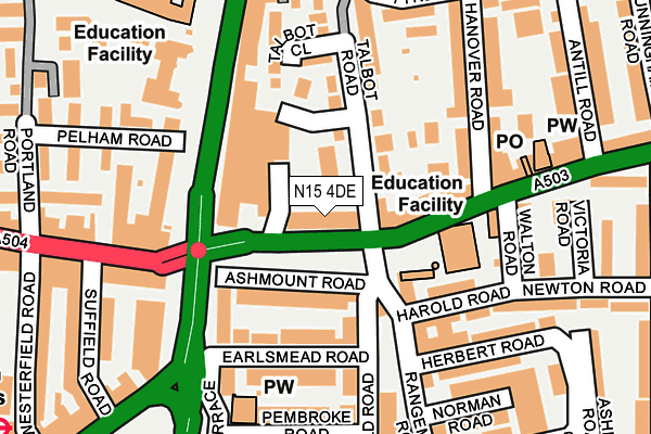 N15 4DE map - OS OpenMap – Local (Ordnance Survey)