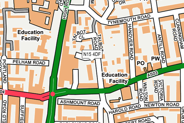 N15 4DF map - OS OpenMap – Local (Ordnance Survey)