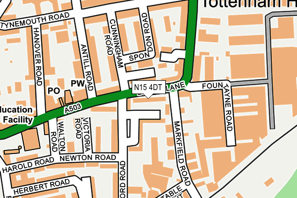 N15 4DT map - OS OpenMap – Local (Ordnance Survey)