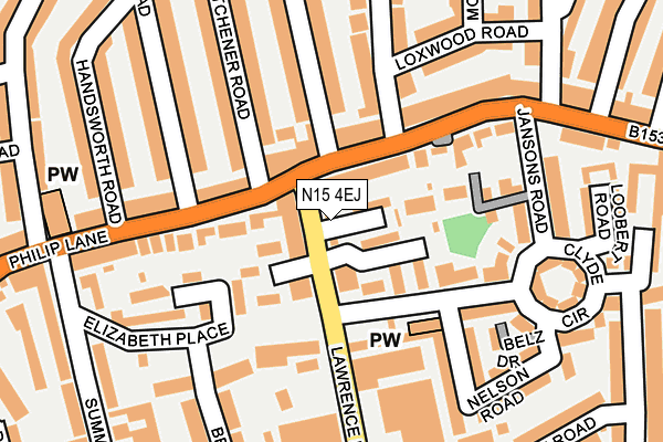 N15 4EJ map - OS OpenMap – Local (Ordnance Survey)