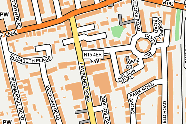 N15 4ER map - OS OpenMap – Local (Ordnance Survey)