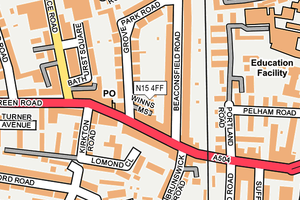 N15 4FF map - OS OpenMap – Local (Ordnance Survey)