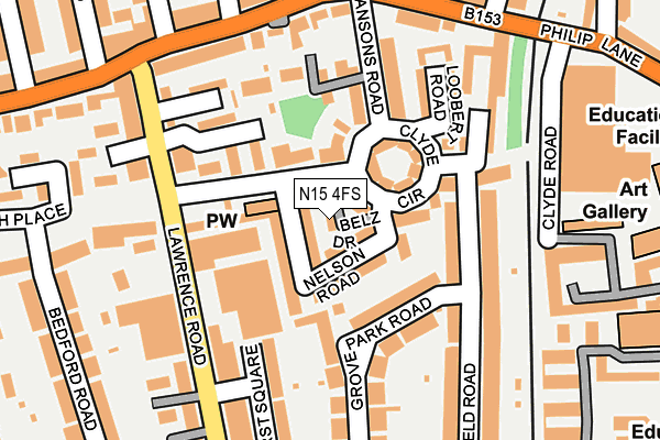 N15 4FS map - OS OpenMap – Local (Ordnance Survey)