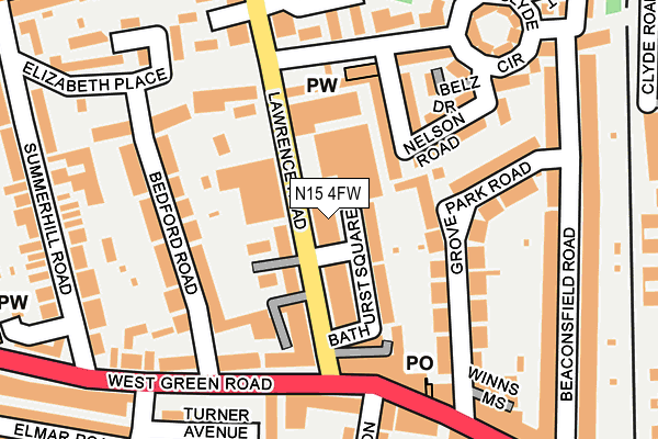 N15 4FW map - OS OpenMap – Local (Ordnance Survey)