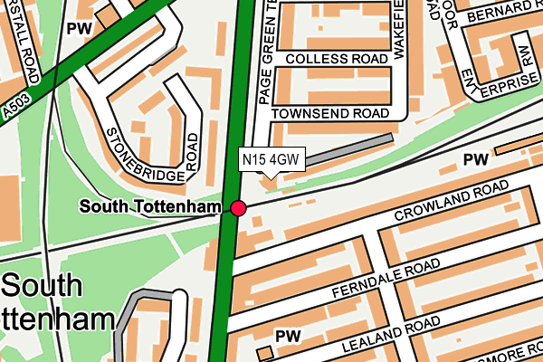 N15 4GW map - OS OpenMap – Local (Ordnance Survey)