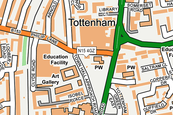 N15 4GZ map - OS OpenMap – Local (Ordnance Survey)
