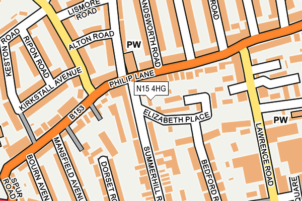 N15 4HG map - OS OpenMap – Local (Ordnance Survey)