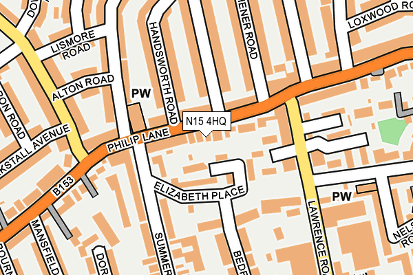 N15 4HQ map - OS OpenMap – Local (Ordnance Survey)