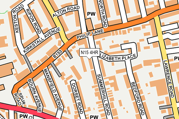 N15 4HR map - OS OpenMap – Local (Ordnance Survey)