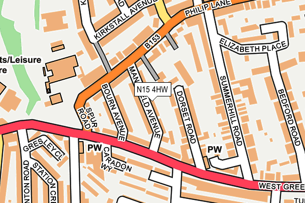N15 4HW map - OS OpenMap – Local (Ordnance Survey)