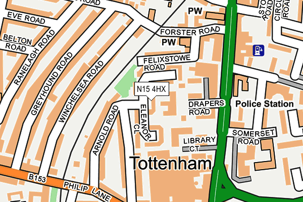 N15 4HX map - OS OpenMap – Local (Ordnance Survey)