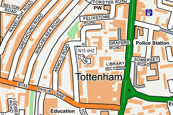 N15 4HZ map - OS OpenMap – Local (Ordnance Survey)