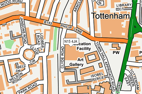 N15 4JA map - OS OpenMap – Local (Ordnance Survey)