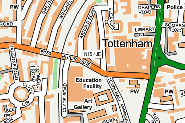 N15 4JE map - OS OpenMap – Local (Ordnance Survey)