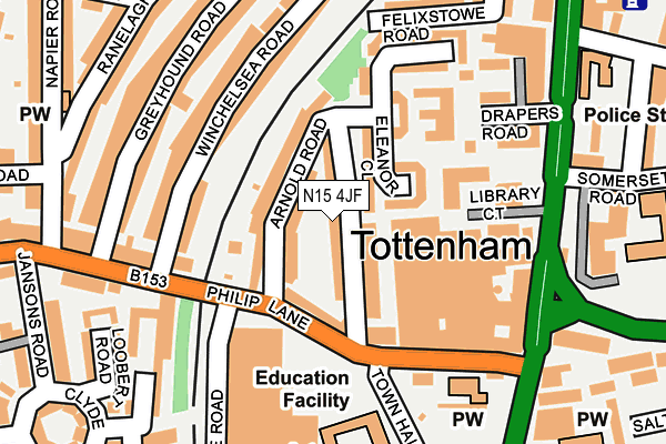 N15 4JF map - OS OpenMap – Local (Ordnance Survey)