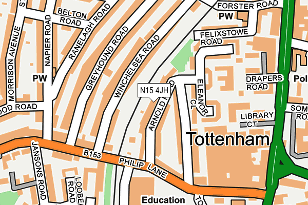 N15 4JH map - OS OpenMap – Local (Ordnance Survey)