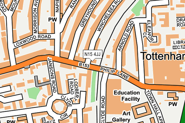 N15 4JJ map - OS OpenMap – Local (Ordnance Survey)