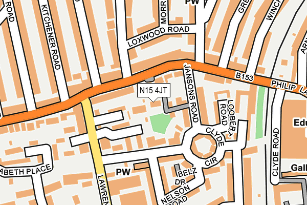 N15 4JT map - OS OpenMap – Local (Ordnance Survey)