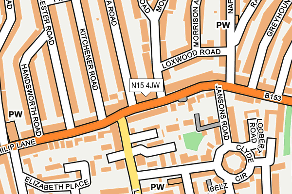 N15 4JW map - OS OpenMap – Local (Ordnance Survey)