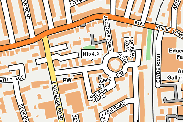 N15 4JX map - OS OpenMap – Local (Ordnance Survey)