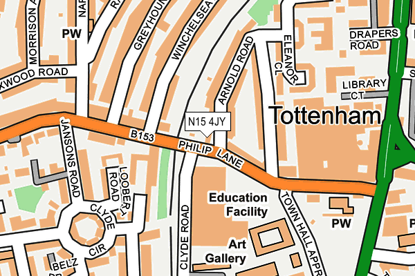 N15 4JY map - OS OpenMap – Local (Ordnance Survey)