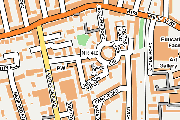 N15 4JZ map - OS OpenMap – Local (Ordnance Survey)