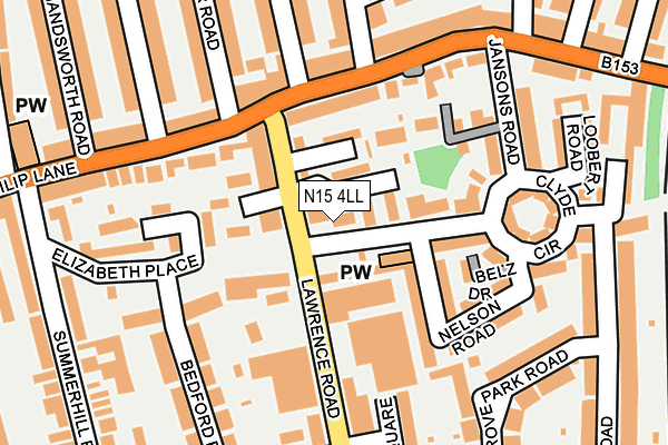 N15 4LL map - OS OpenMap – Local (Ordnance Survey)