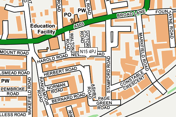 N15 4PJ map - OS OpenMap – Local (Ordnance Survey)