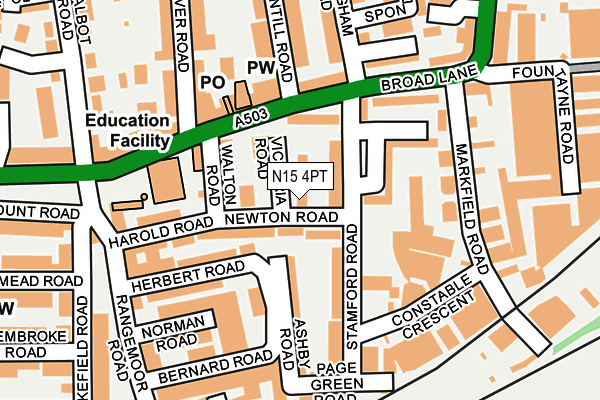N15 4PT map - OS OpenMap – Local (Ordnance Survey)