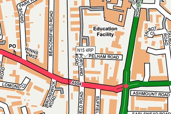 N15 4RP map - OS OpenMap – Local (Ordnance Survey)
