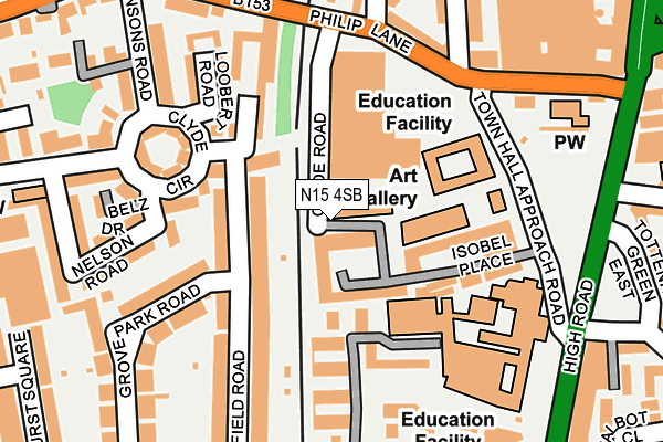 N15 4SB map - OS OpenMap – Local (Ordnance Survey)