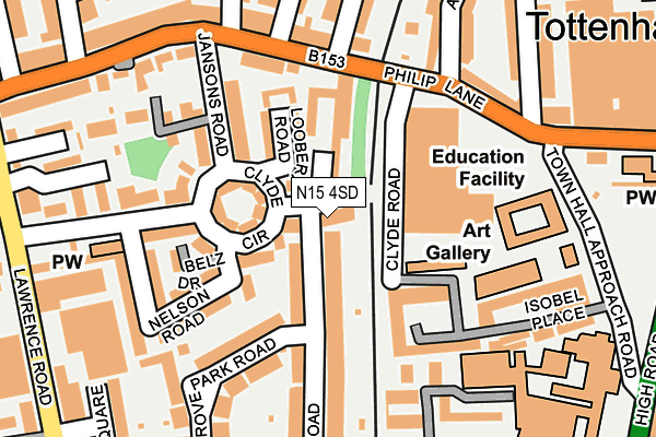 N15 4SD map - OS OpenMap – Local (Ordnance Survey)